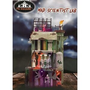 FG Square "Mad Scientist Lab" Animated, LED & Sound - Halloween Village Scene